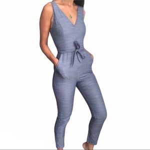 BCBGeneration Chambray Belted Jumpsuit